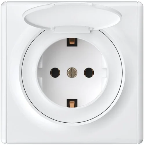 Розетка 1-м СП Florence 16А IP20 с заземл. винтов. контакты с крышкой механизм бел. (1E10501300) One